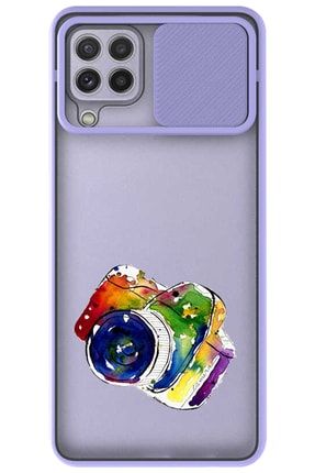 Samsung Galaxy M32 Kılıf Sürgülü Kamera Korumalı Lila Baskılı Kılıf - Foto Gezgin gmasm-m32-l-93
