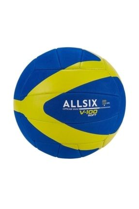 Allsix V100 Soft Sarı Lacivert Voleybol Topu 200 220gr Yeni Seri 03040
