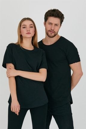 Siyah Unisex Pis Yaka Salaş T-shirt-tcps001r2500s TCPS001R2500