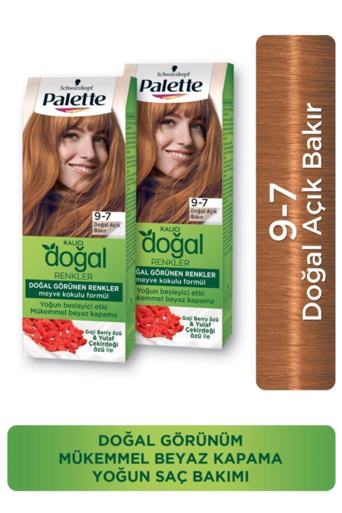 PALETTE NATURAL COLORS Palette Kalıcı Doğal Renkler Saç Boyası 9-7 Doğal Açık Bakır X 2 Adet
