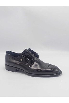 Luciano Bellini Siyah Rugan Hakiki Deri Erkek Klasik Ayakkabı J613 iskerkklas0012
