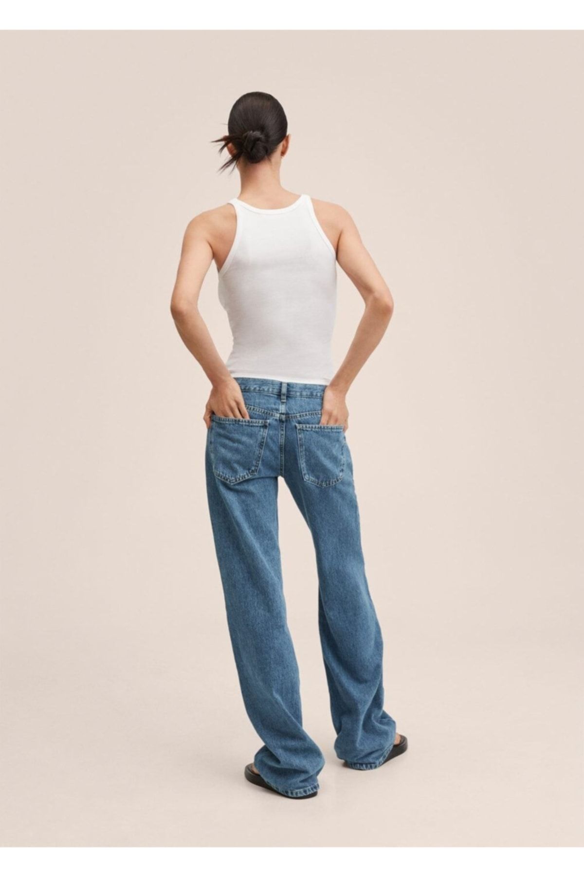 Düşük Belli Wideleg Jean