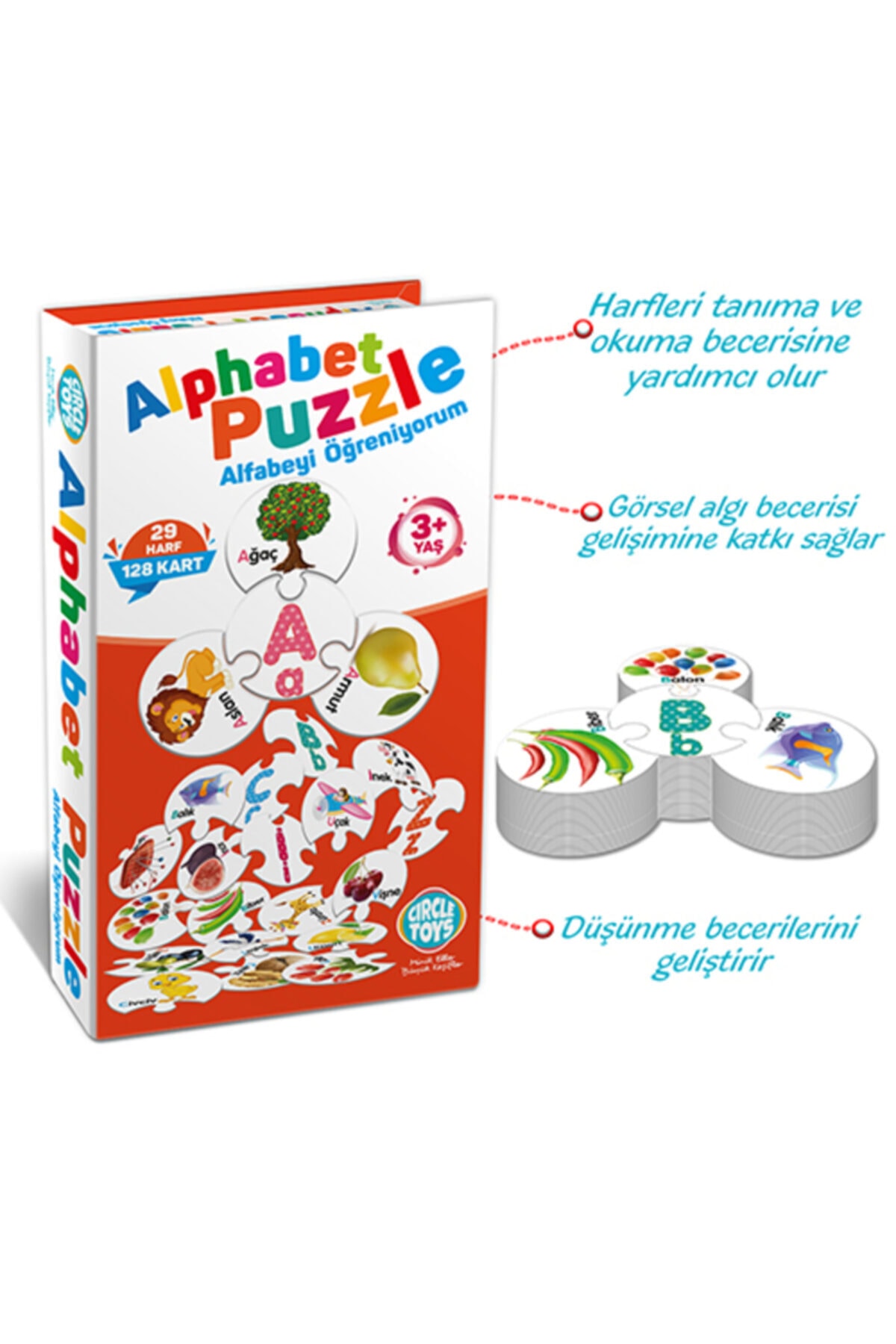 Fillikutum Ilk Alfabe Puzzle 29 Harf 128 Kart Alfabeyi Öğreniyorum Circle Toys fotoğrafı 2 (önizleme)