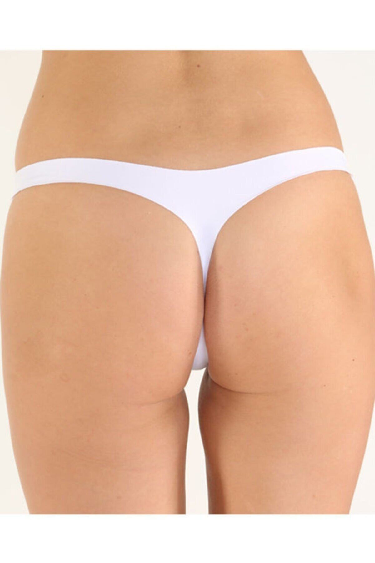 Malinka-White Soft Non-Marking Seamless Thong String Panties 2
