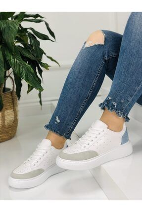 Kadın Beyaz Mavi Spor Ayakkabı Sneaker ENOLA605-601