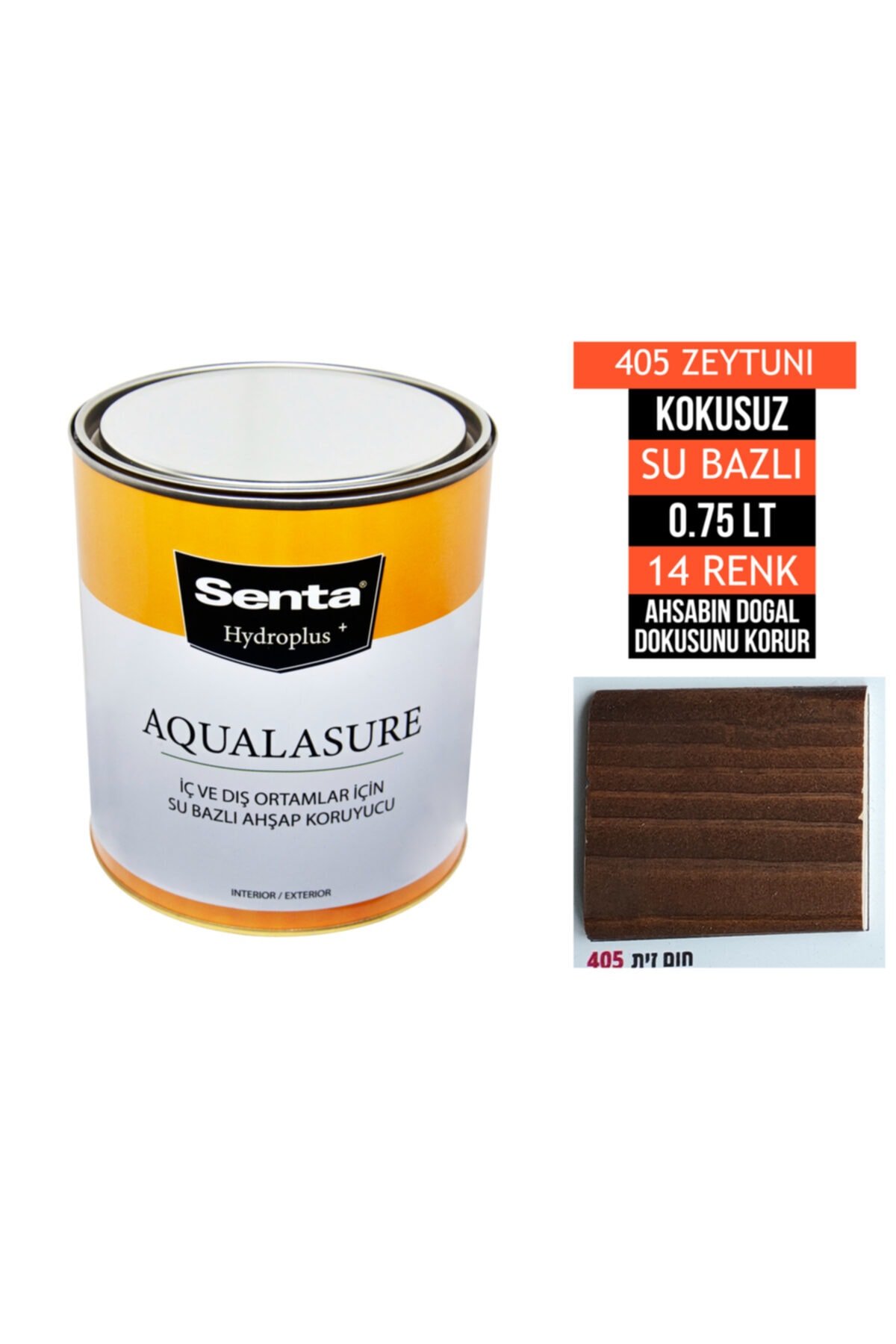 Senta Aqualasure Su Bazlı Ahşap Koruyucu Vernik 0.75 Lt 405 Zeytunı