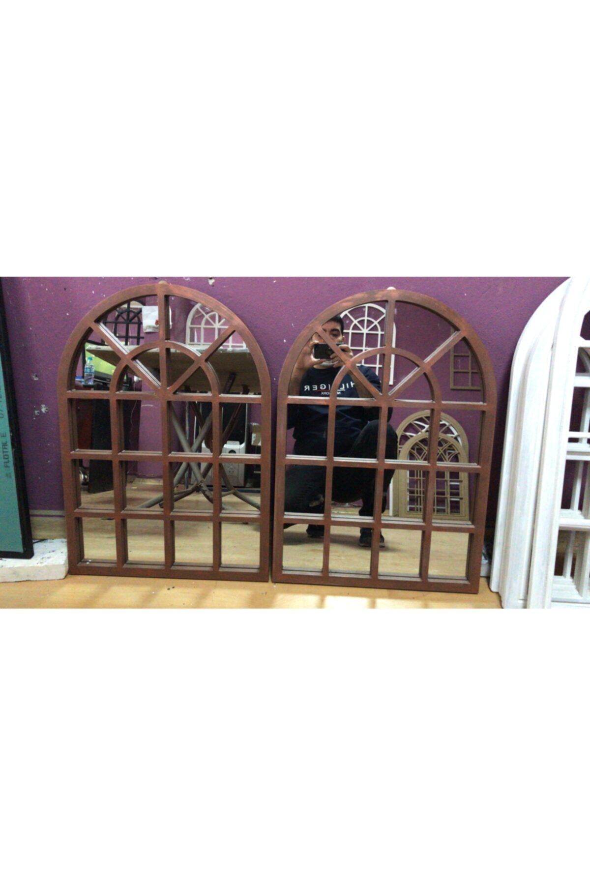 ÖZEL İMALAT Dekorazyon 50x70 Cm Ölçüsünde Kahverengi Üzeri Bakır Eskitme Mdf Ahşap Salon Dresuar Konsol Aynası