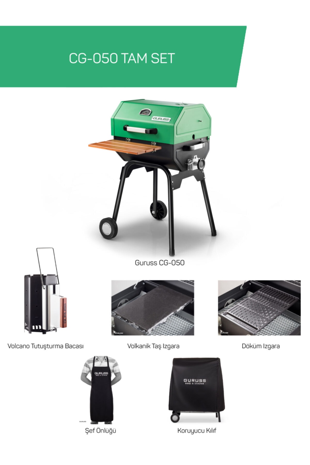CG-050 Charcoal BBQ Full Set Oxide GREEN