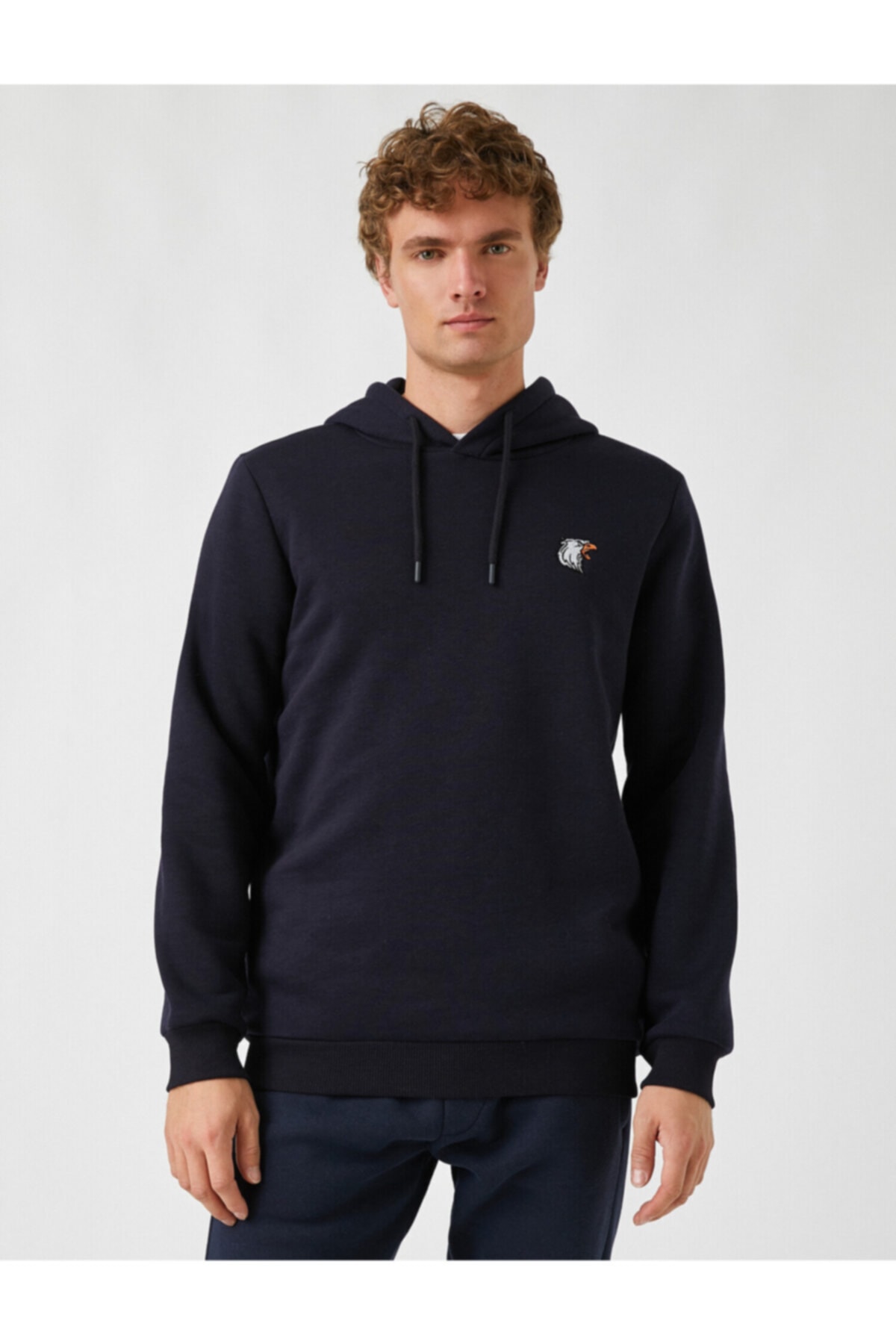 سویشرت مردانه آبی سرمه ای کوتون | 2KAM71587LK اورجینال - تصویر 3