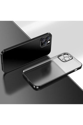 Iphone 11 Lazer Parlak Çerçeve Şeffaf Plating Cep Telefonu Kılıfı Siyah PLTLZR.11