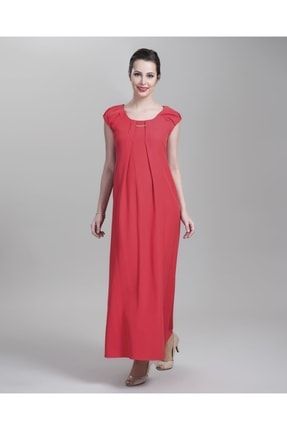 Yakası Zincirli Uzun Hamile Elbise 3241