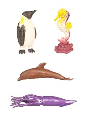 Deniz Hayvanları Oyuncak Deniz Atı, Yunus, Ahtapot, Karabatak 4'lü Figür Seti TL-439