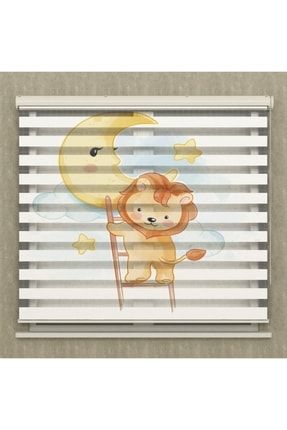 Çocuk Odası - Sevimli Aslan Ve Ay Baskılı Zebra Perde Poster-2907-Zebra2022