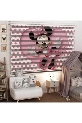 Kız Çocuk Odası - Minnie Mouse Baskılı Zebra Perde Poster-3263-Zebra2022