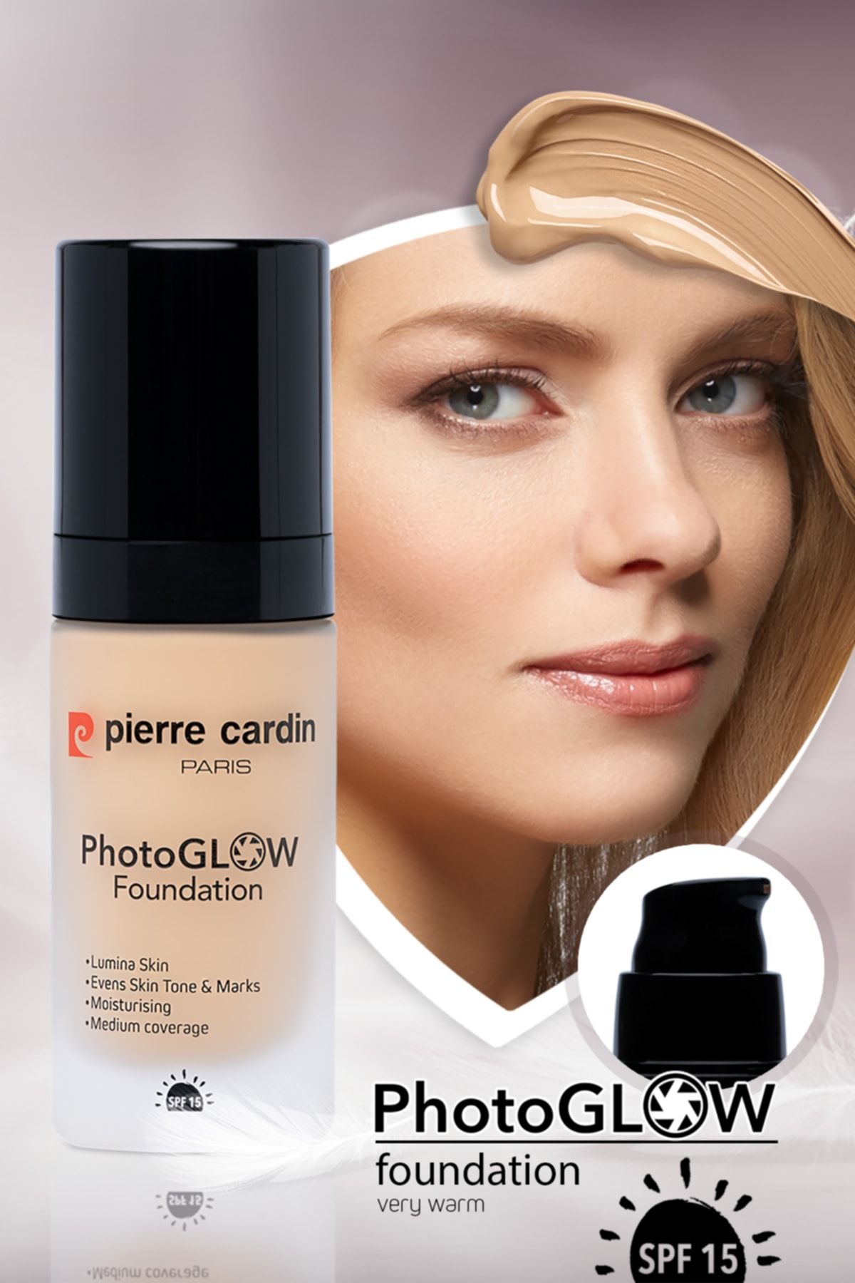 Photoglow Luminous Foundation پوست متوسط ​​با بسیار گرم 30 میلی لیتر Pierre Cardin