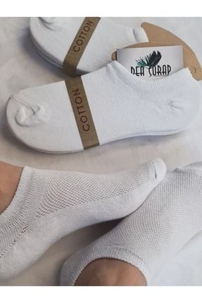 Beyaz Sneaker Görünmez Cotton Çorap 6 Çift DEA-505