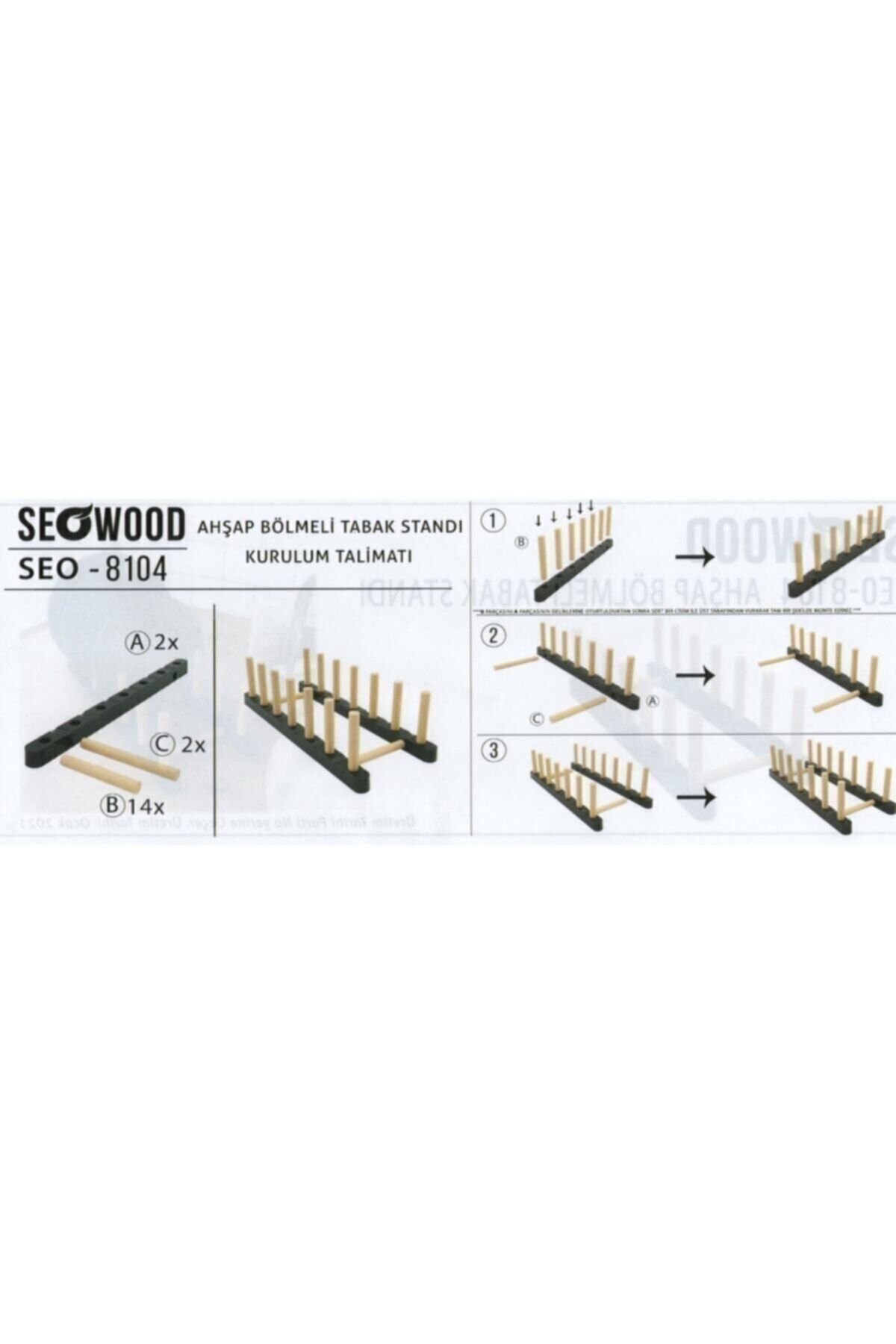 SEOWOOD-Bucătărie Bej - Suport pentru cărți din lemn cu 6 compartimente și farfurii 3