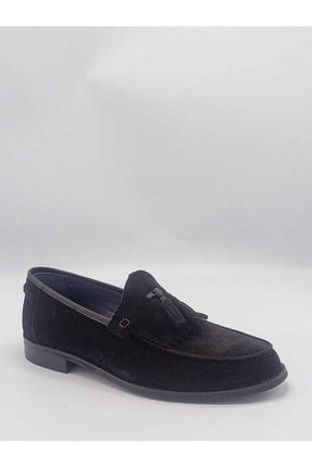 Luciano Bellini Hakiki Deri Siyah Bağcıksız Erkek Klasik Ayakkabı iskerkklas0033