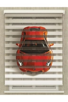 Erkek Çocuk Odası - Turuncu Lamborghini Baskılı Zebra Perde Poster-940-Zebra2022
