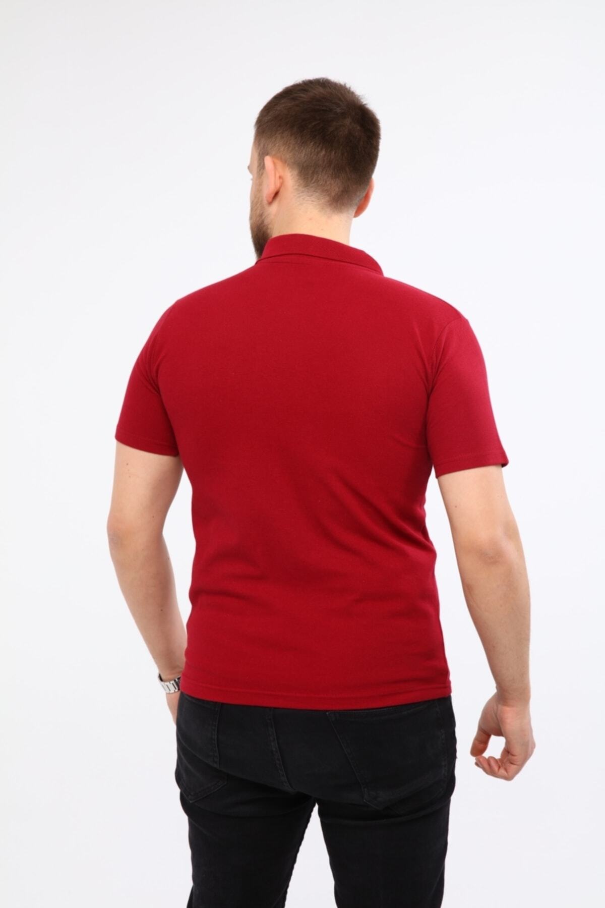 Çamdalı İş Elbiseleri-Polo Neck Claret Red Short Sleeve Pique Knitted Work T-Shirt 6