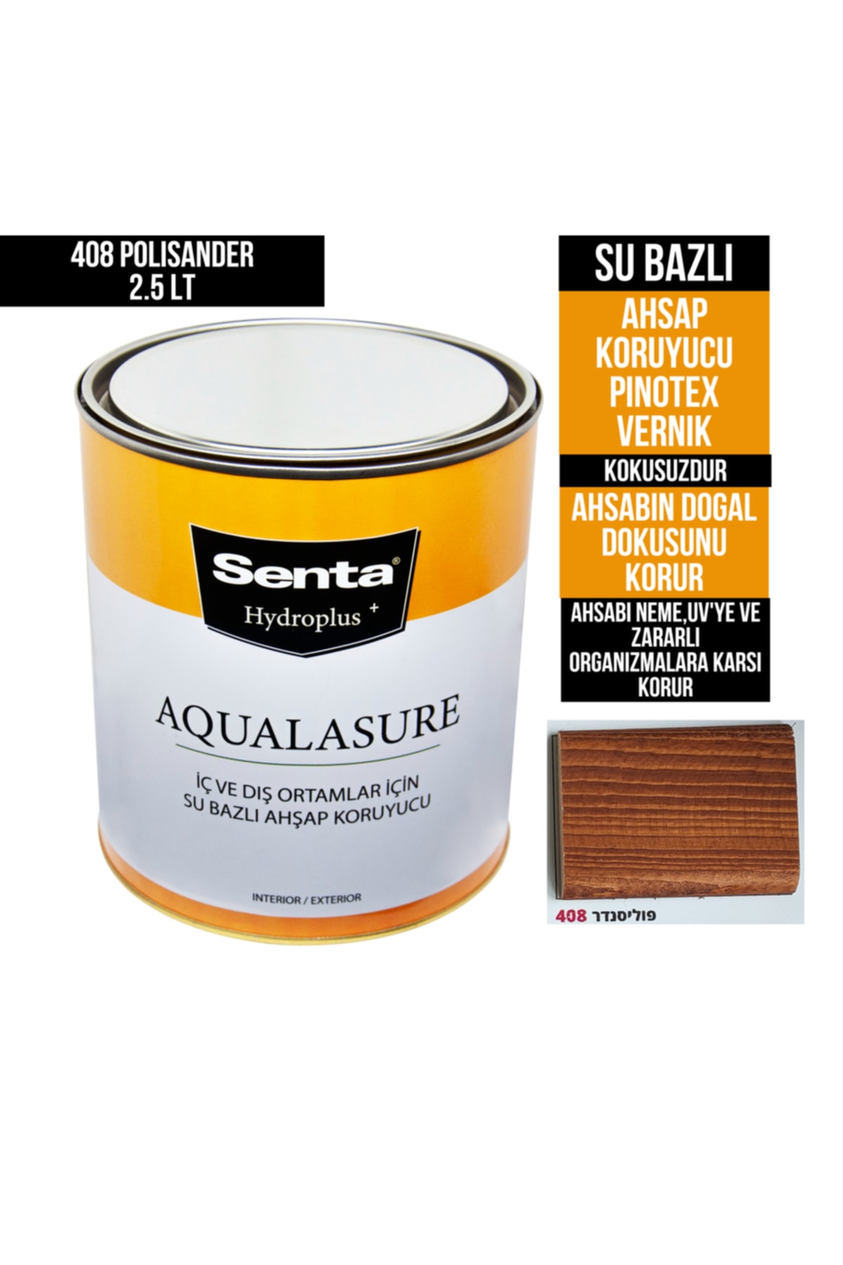 Genel Markalar Aqualasure Su Bazlı Ahşap Koruyucu Vernik 2.5 Lt 408 Polısander