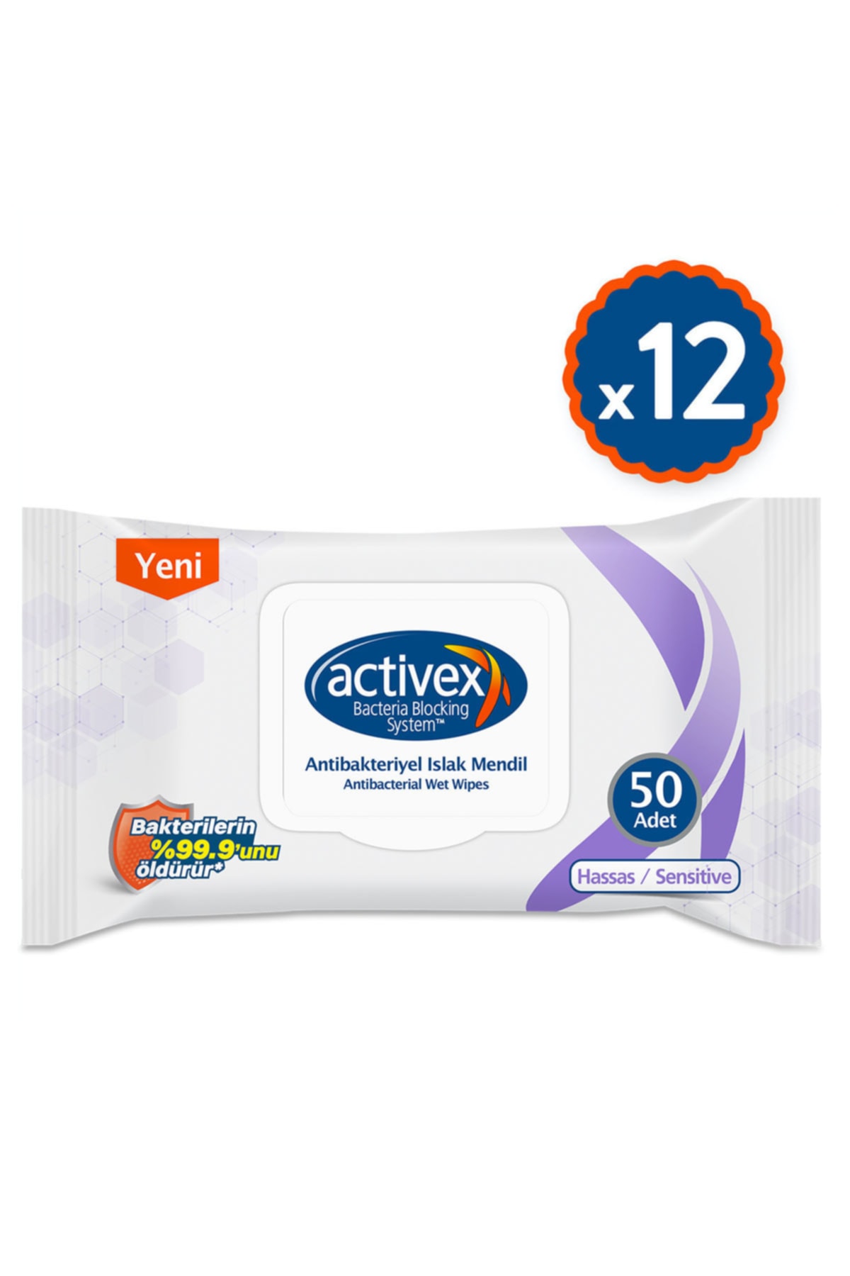 Activex Antibakteriyel Islak Mendil Hassas 50 Adetx12 Paket 600 Yaprak