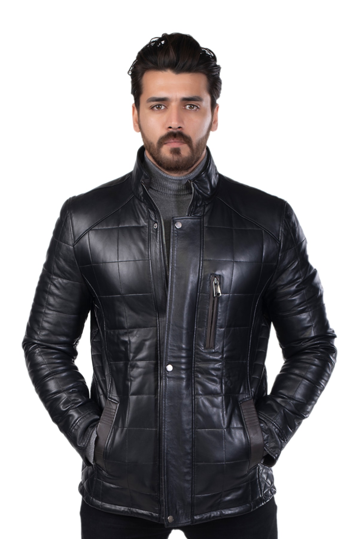کاپشن مردانه مشکی BATU DERİ | RGK3200 اورجینال - تصویر 2