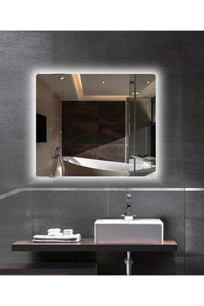 90 Cm Beyaz Ledli Kare Banyo Aynası/ Makyaj Aynası/ Prizli NRKS100-NKBLA90-PRZ