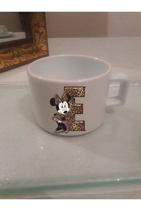 E Harfli Mini Fare (minnie Mouse) Baskılı Çay Kahve Fincan Modelleri Mİ-00023