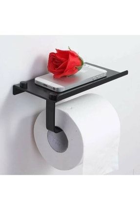 Tuvalet Kağıdı Tutucu Cep Telefonu Standlı Tuvalet Kağıtlığı Siyah TYC00242542545