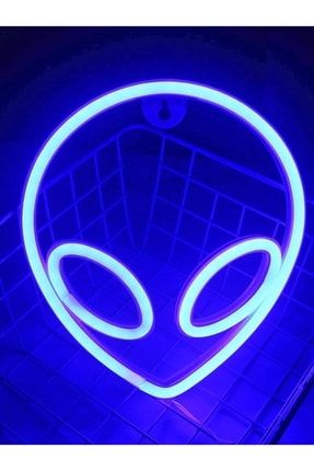 Alien Ufo Neon Duvar Dekoru Mavi CFGJRUY4213