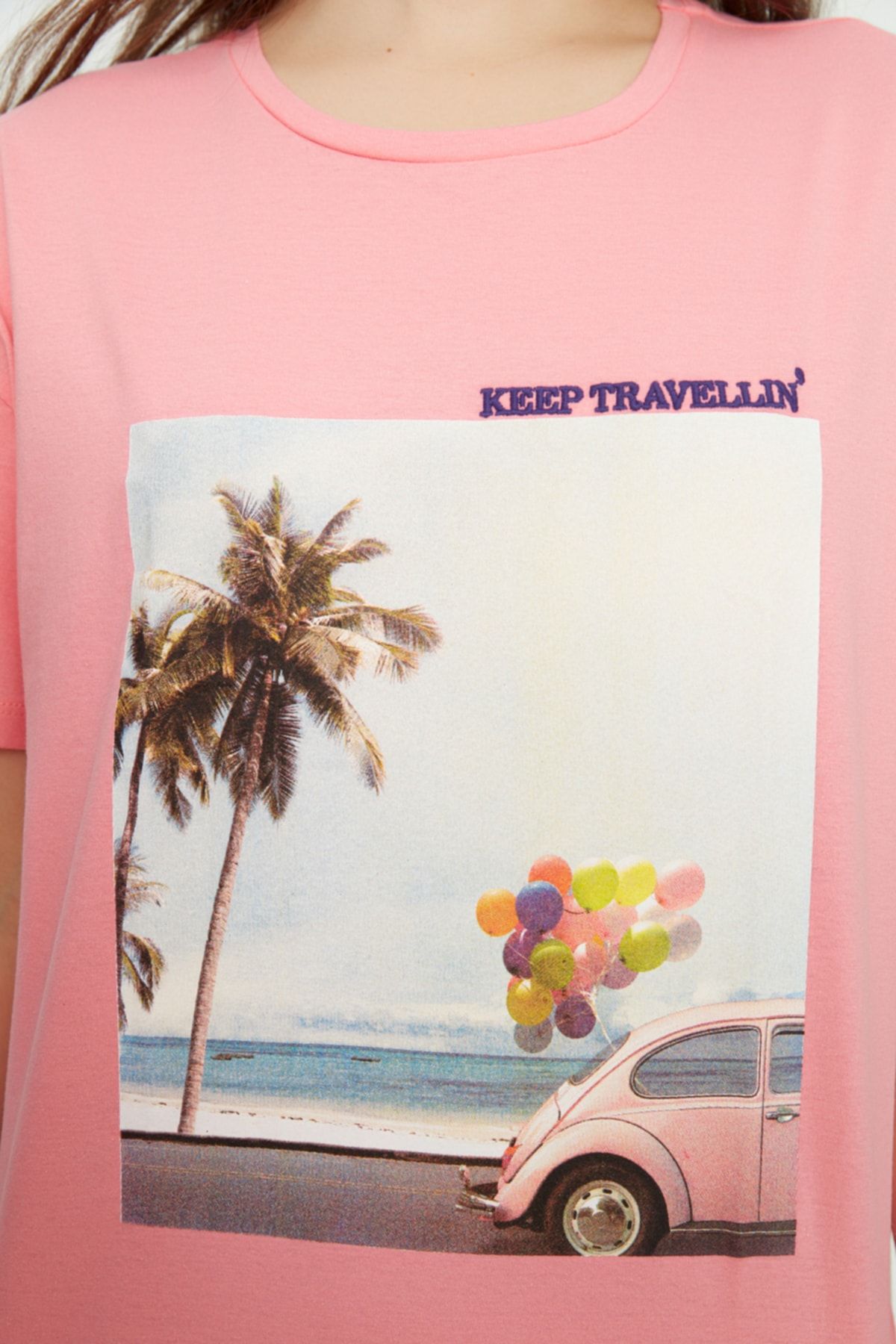 Trendyol Collection T-Shirt Rosa Regular Fit FN7528