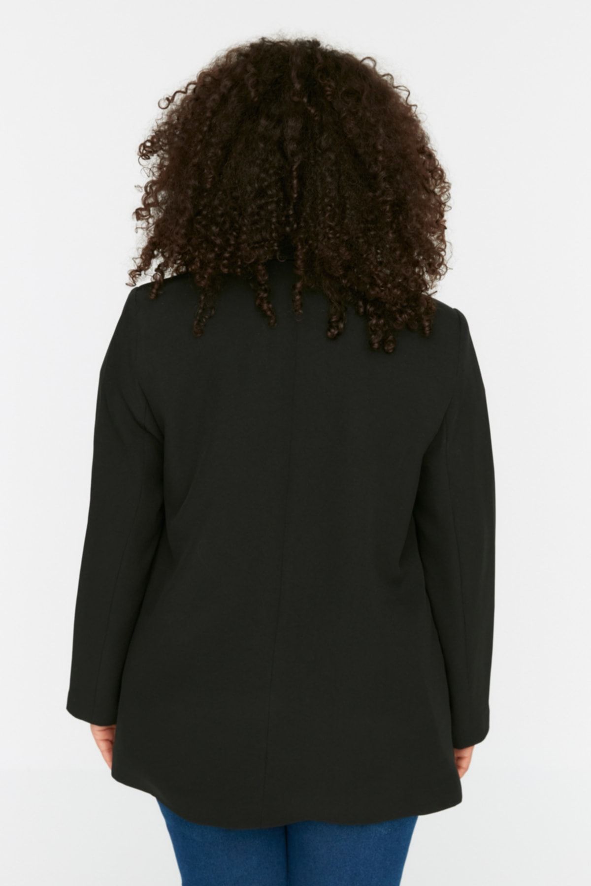 Trendyol Curve-Black Leopard Lining Detailed Blazer Woven Jacket TBBSS22CE0195 5