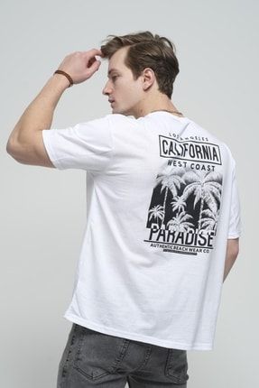 Paradise Önü Ve Arkası Baskılı Oversize Erkek Tshirt ftx756ot