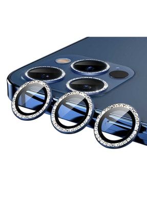Iphone 12 Pro Max Uyumlu Renkli Taşlı Kamera Lens Koruycu-mavi TYC00371583134