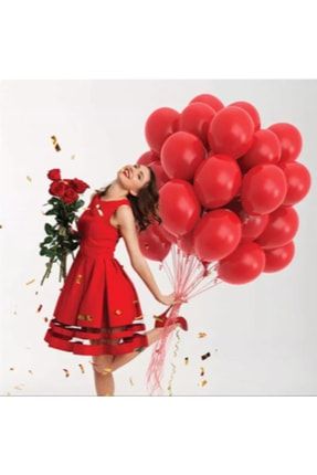 Pastel Kırmızı Latex Balon 10 Adet DNZ 1486