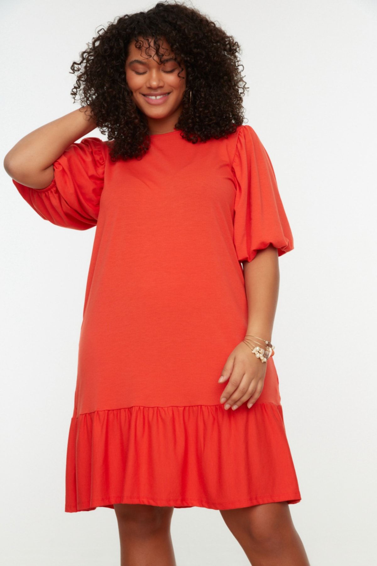 Plus size red hot sale shift dress