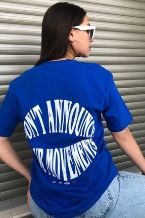 Wrstbhvr Kadın Sax Mavi Oversize T-shirt wrstbhvr