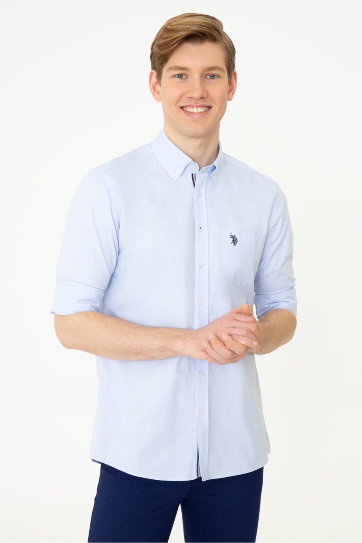 یو اس پولو پیراهن مردانه آبی