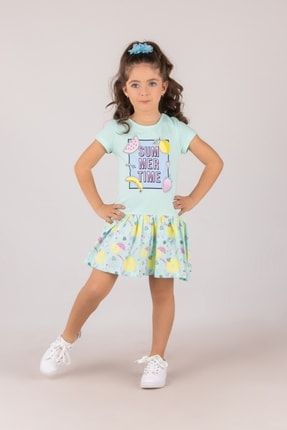 Kız Çocuk Yazlık Elbise Mint M2725