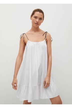 Kadın Kırık Beyaz Fırfırlı Koton Elbise 17071080