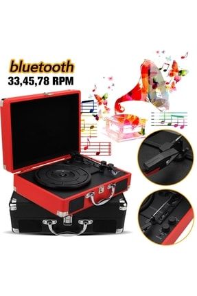 Lpsc-22 Nostaljik Pikap Plakçalar Bluetooth Hoparlör 33-45-78 Lik Plak Uyumlu Plak Çalar Kırmızı