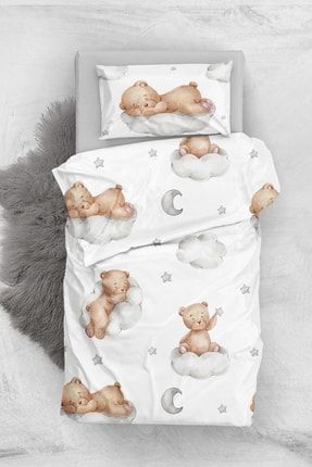 Sleeping Teddy Bear 3d Pamuk Saten Bebek Nevresim Takımı monohome1764