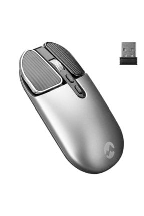 Sm-620 2in1 Bluetooth 2,4ghz Şarjlı Metalik Gri Süper Sessiz Mobil-tv-pc Destekli Kablosuz Mouse SM-620