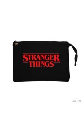 Stranger Things Logo Siyah Clutch Astarlı Cüzdan / El Çantası TYC00369480733