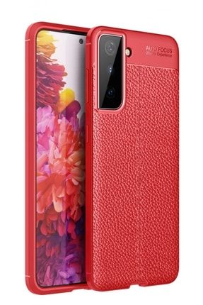 Samsung Galaxy S21 Plus Kılıf Deri Tasarım Üstün Korumalı Lüks Silikon - Kırmızı focus-derili-silikon-samsung-s21-plus