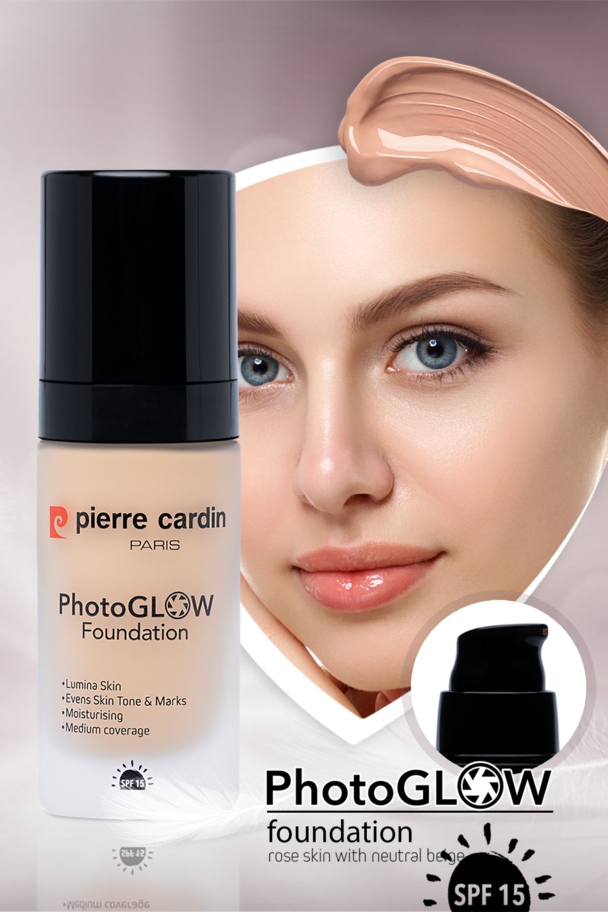 Photoglow Luminous Foundation رز پوست با بژ خنثی Pierre Cardin