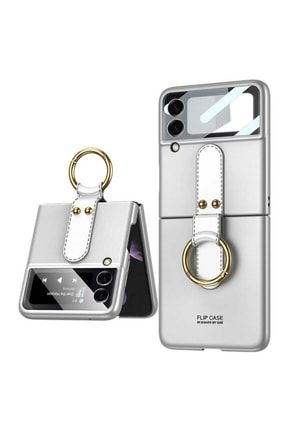 Galaxy Z Flip 3 Uyumlu Kılıf Flip Ring Kıpta Kapak-gümüş 20527
