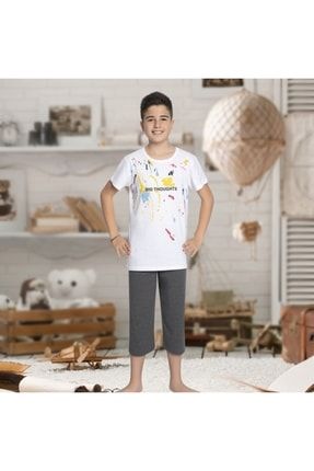 Genç Erkek Garson Boy Kısa Kollu Kaprili Pijama Takımı 4271