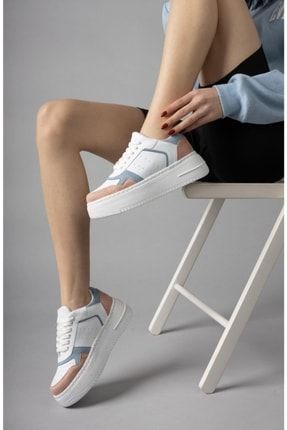 Diana Kalın Taban Beyaz Mavi Kadın Sneaker